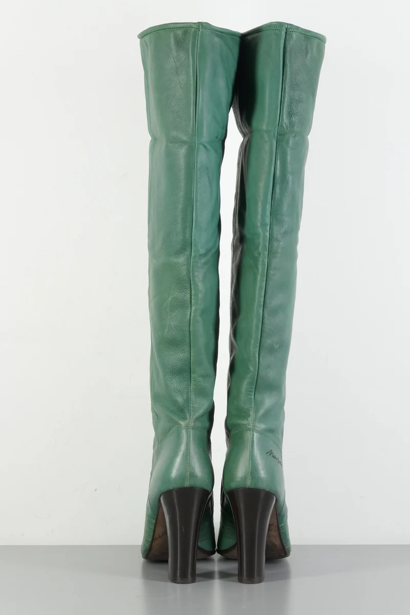 Hohe Stiefel Leder grün