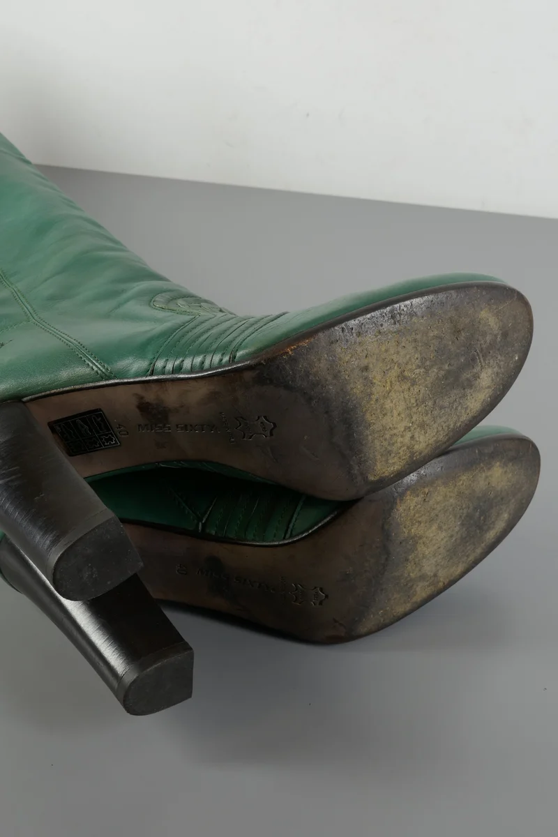 Hohe Stiefel Leder grün