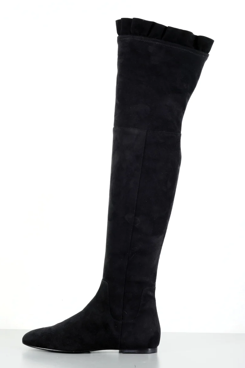 Overknees Wildleder schwarz
