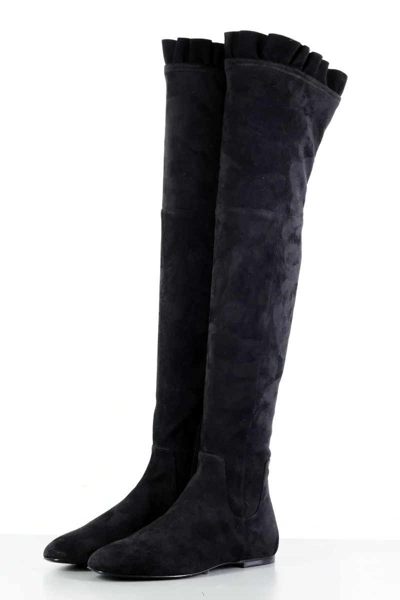 Overknees Wildleder schwarz