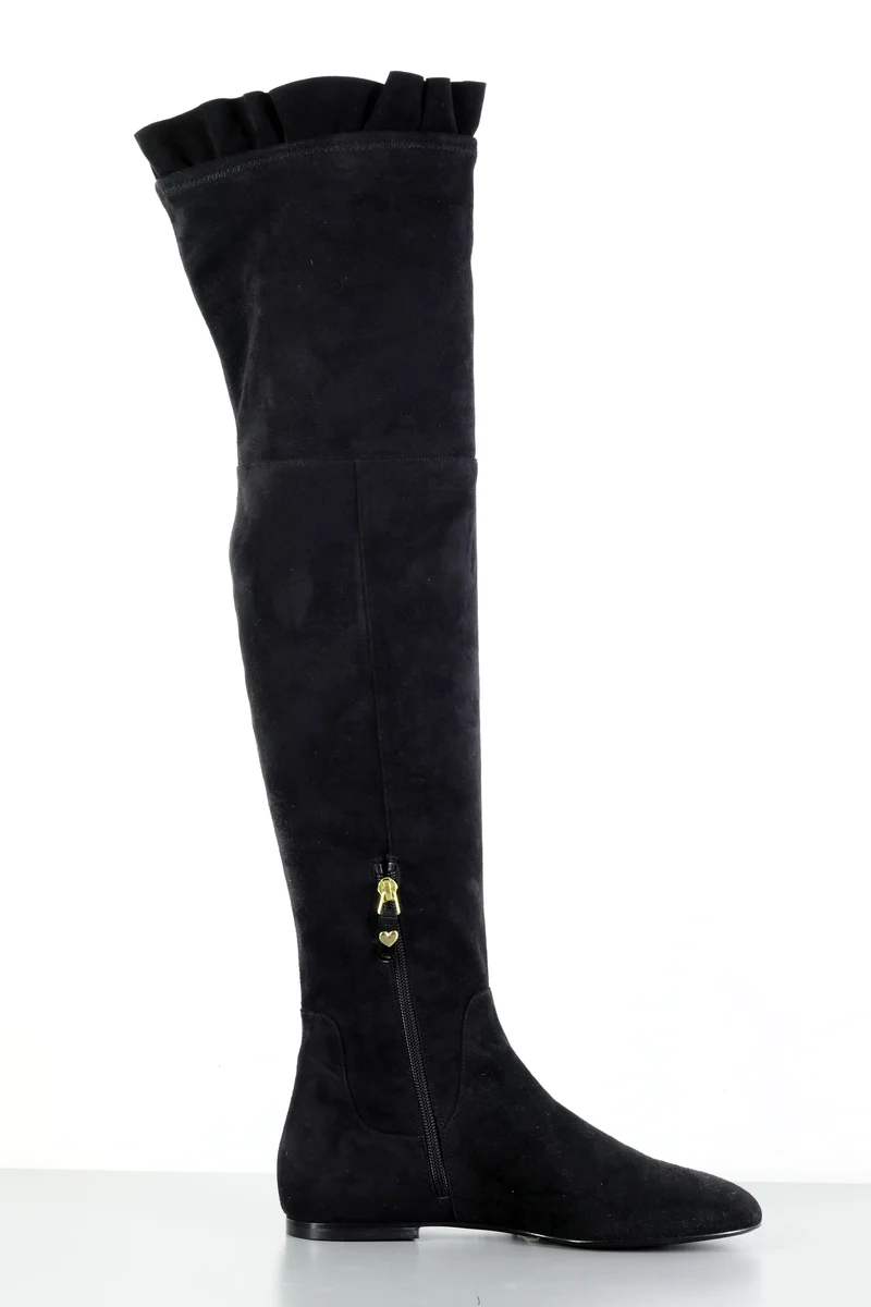 Overknees Wildleder schwarz