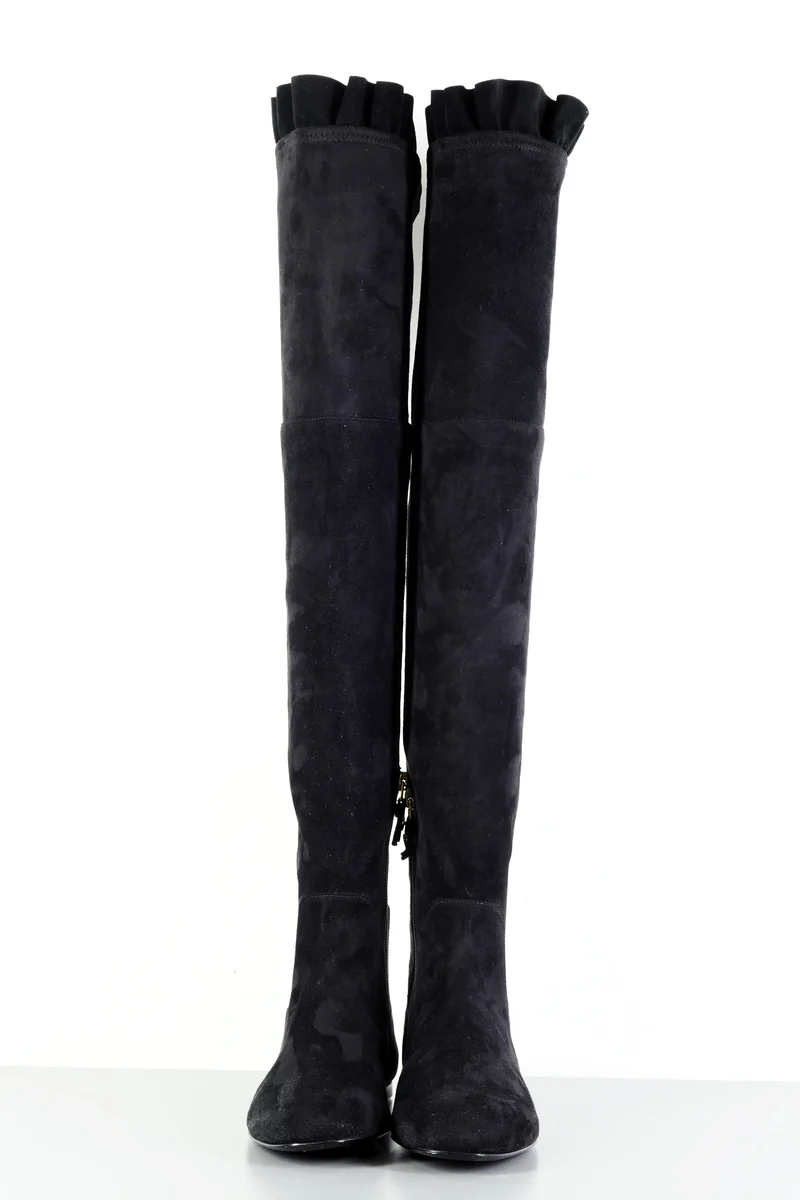 Overknees Wildleder schwarz