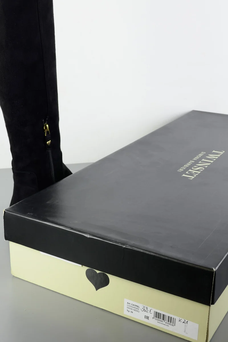 Overknees Wildleder schwarz