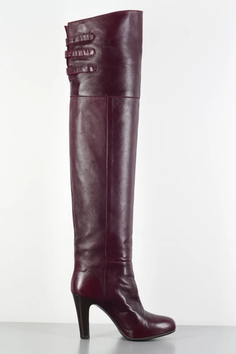 Overknees Leder bordeaux