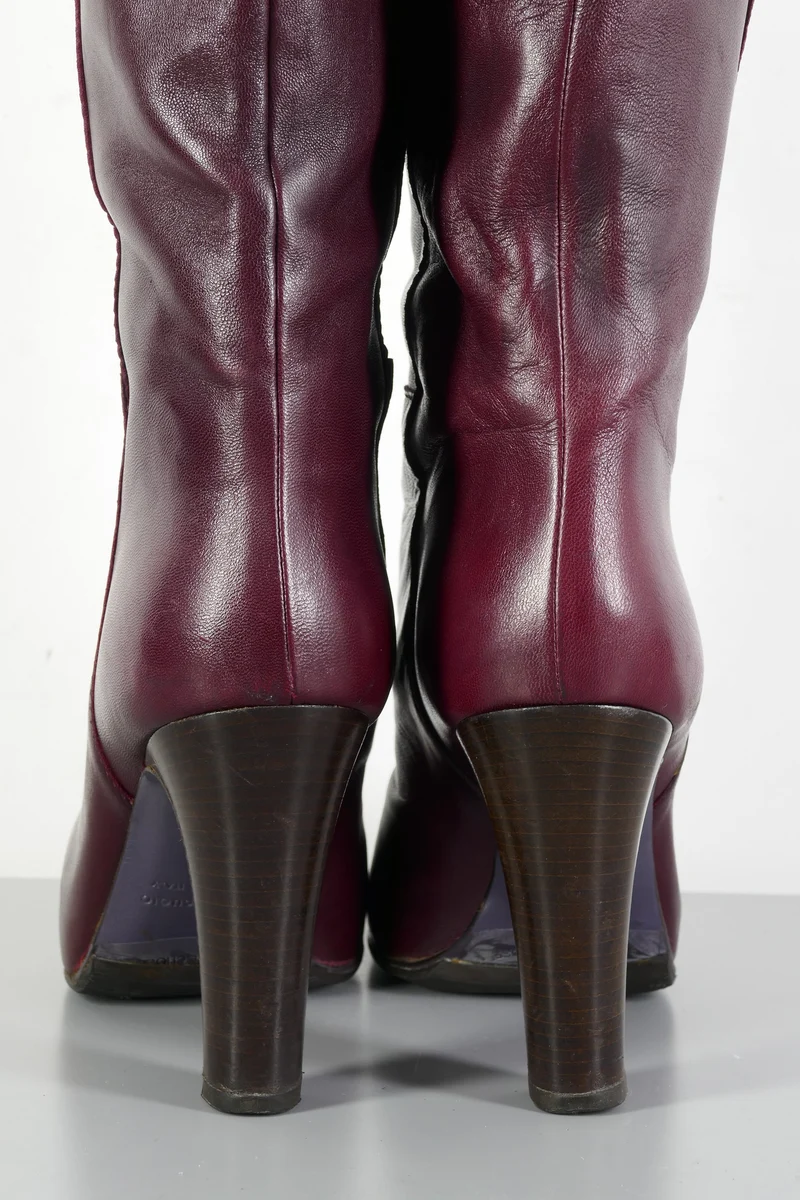 Overknees Leder bordeaux