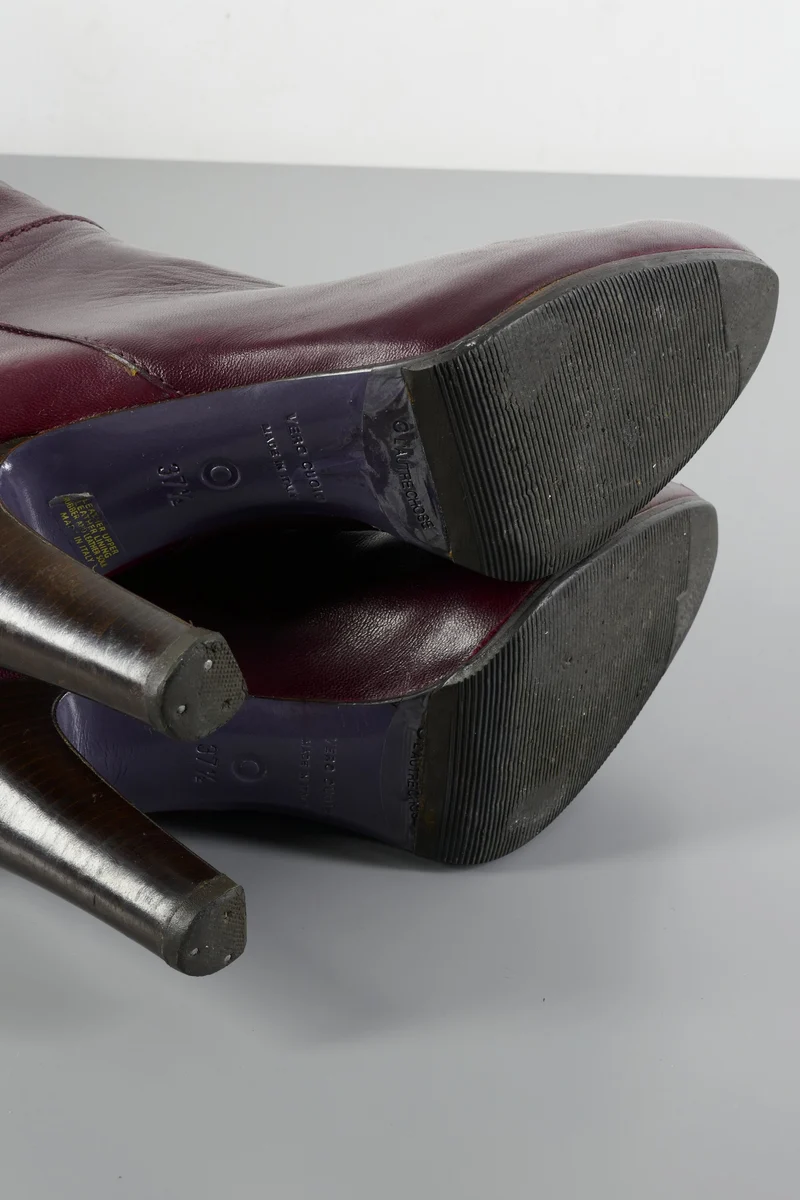 Overknees Leder bordeaux