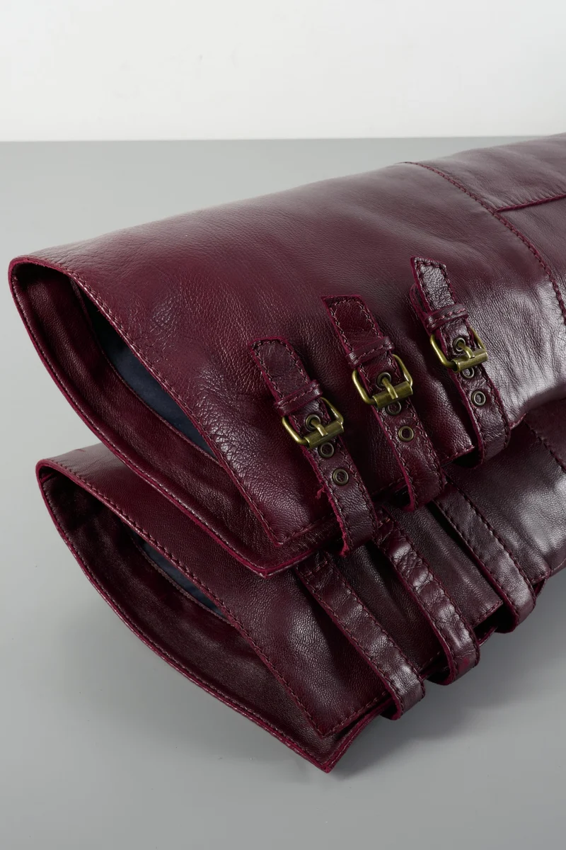 Overknees Leder bordeaux