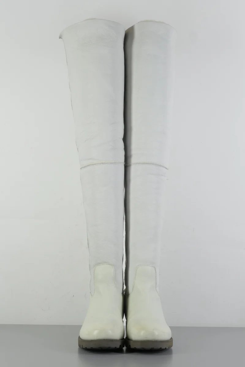 Overknees Leder weiß