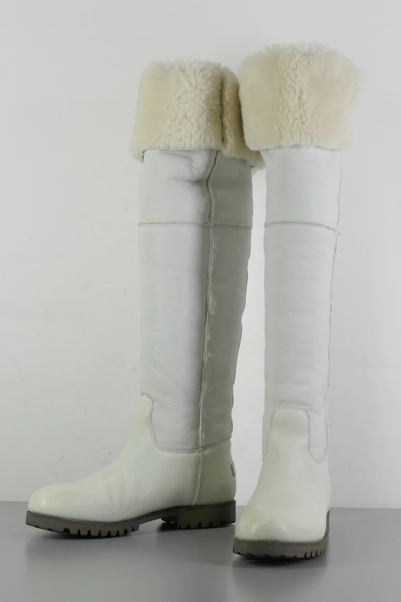 Overknees Leder weiß