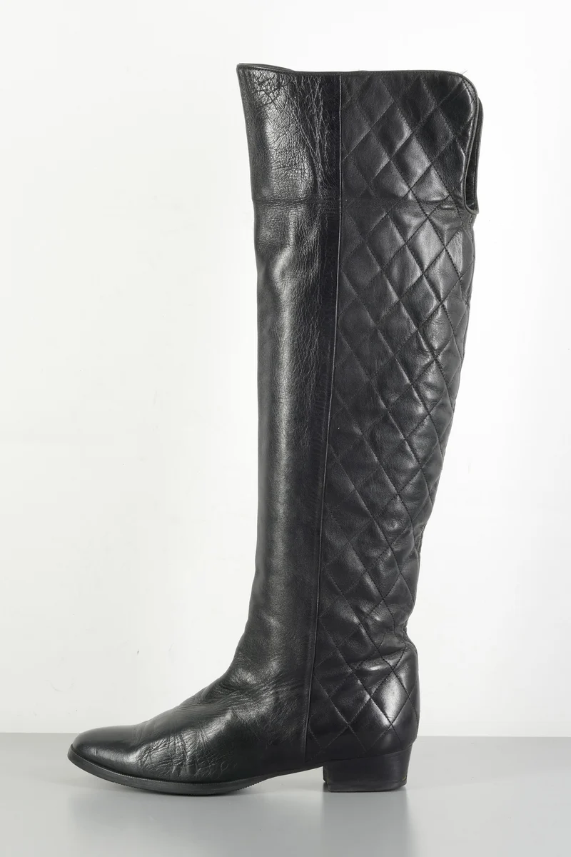 Vintage-Stiefel Leder schwarz
