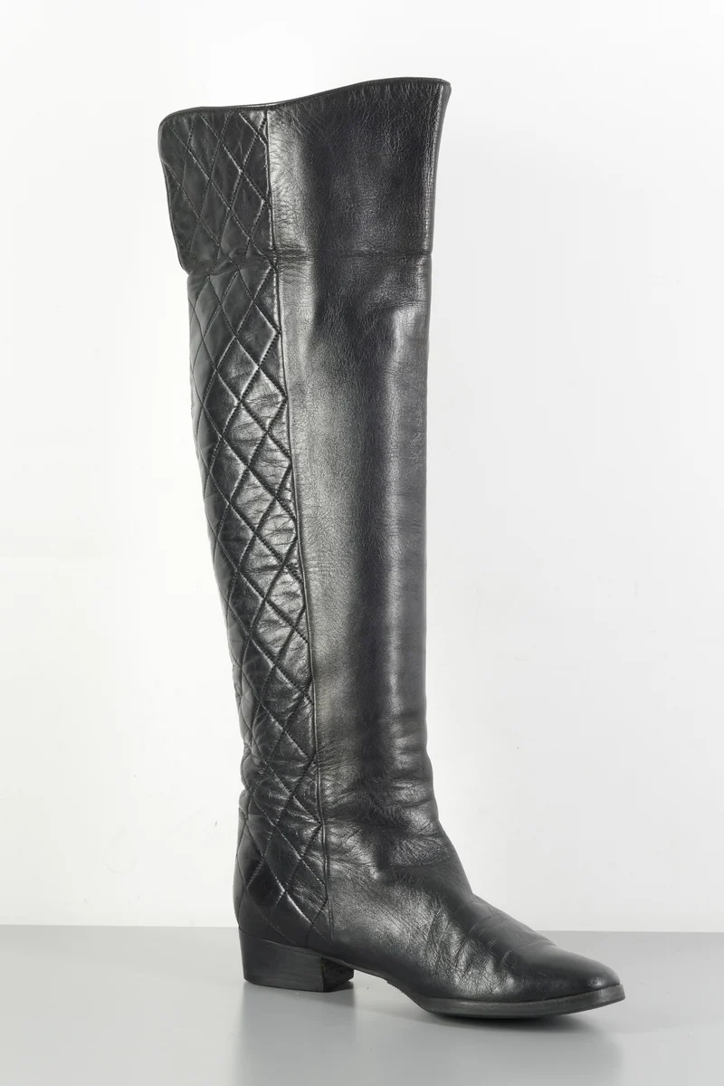 Vintage-Stiefel Leder schwarz
