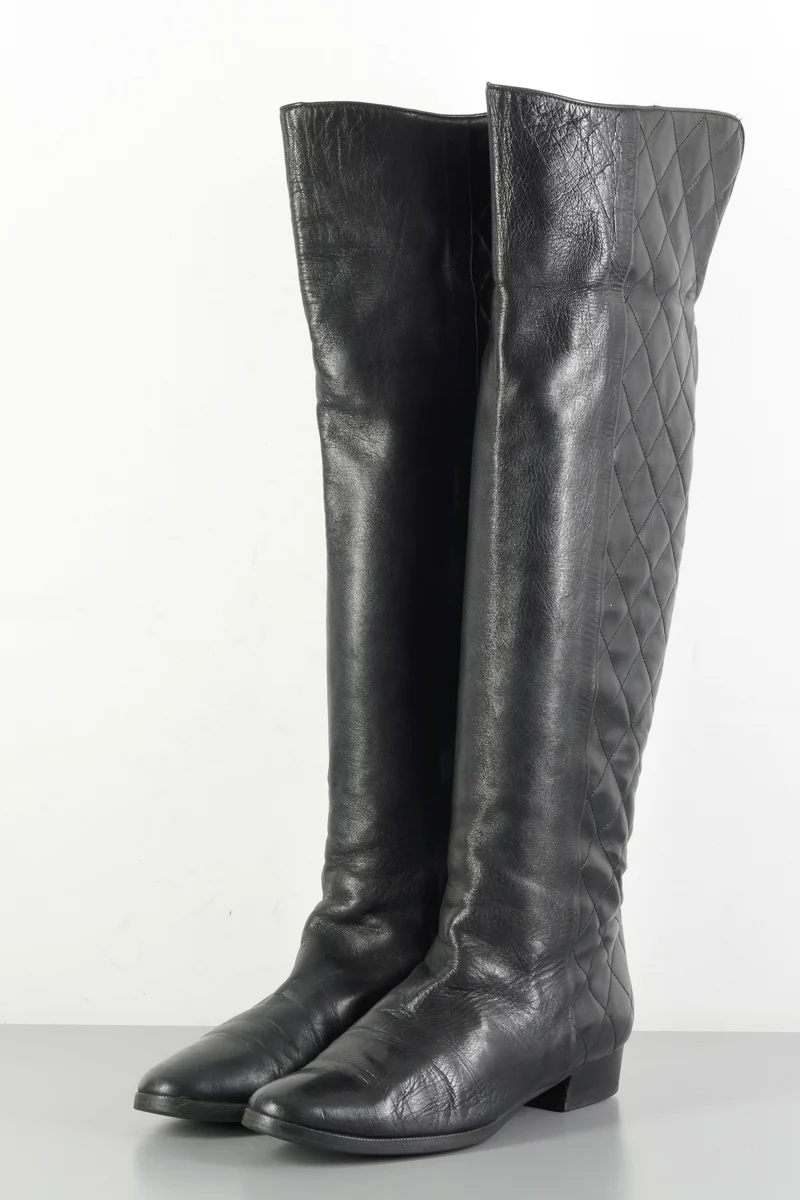 Vintage-Stiefel Leder schwarz