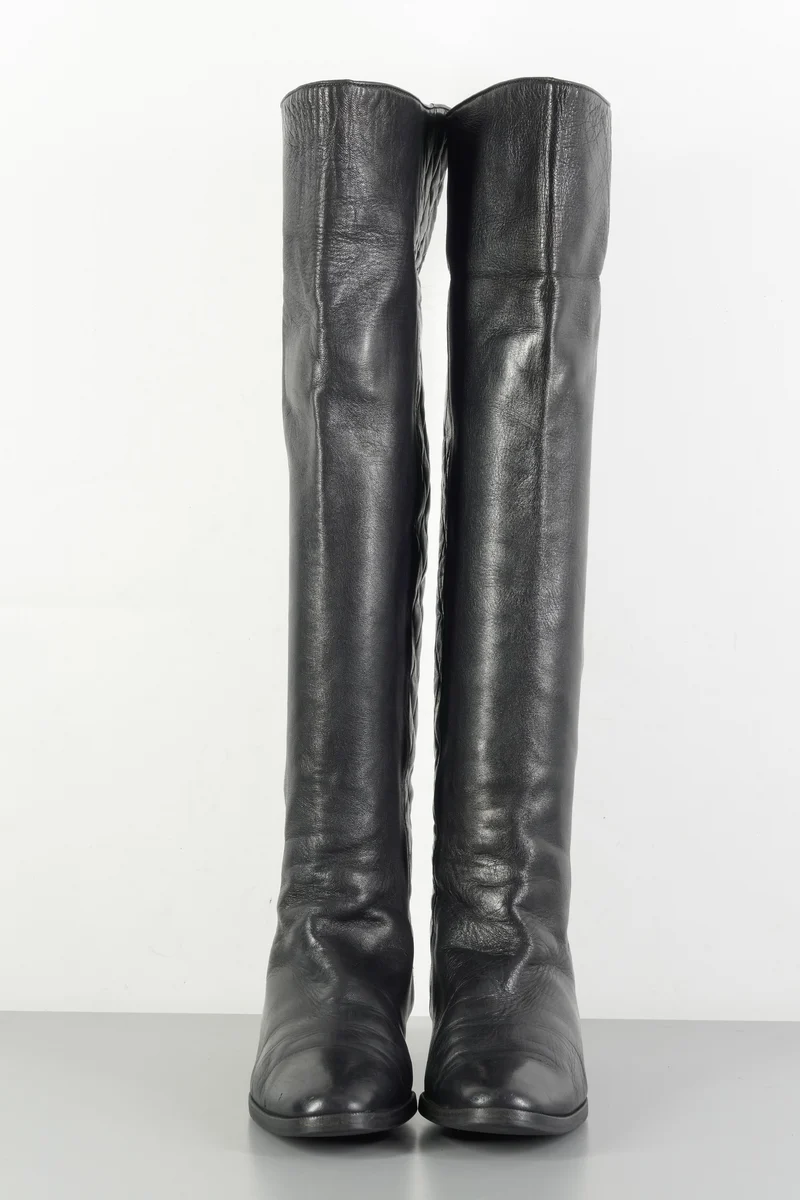 Vintage-Stiefel Leder schwarz