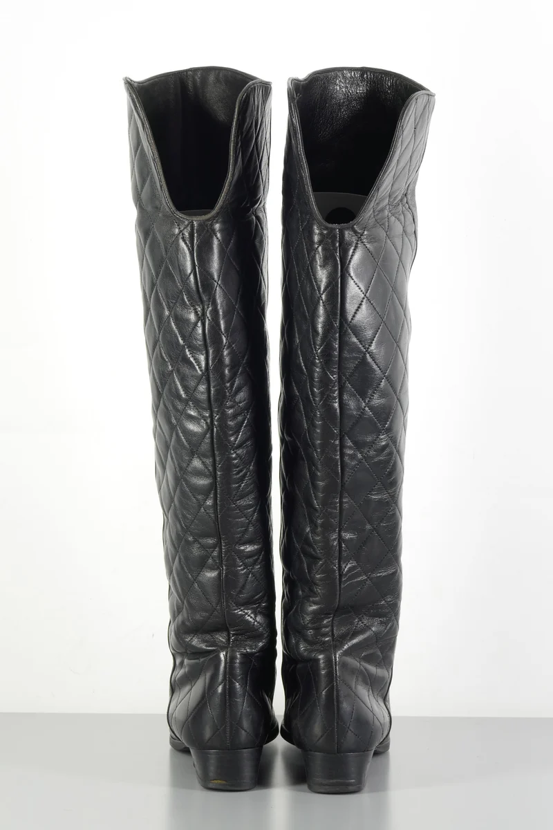 Vintage-Stiefel Leder schwarz