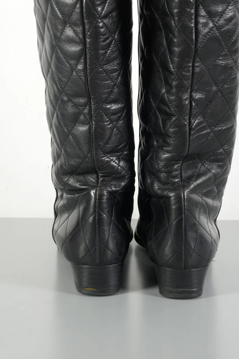 Vintage-Stiefel Leder schwarz
