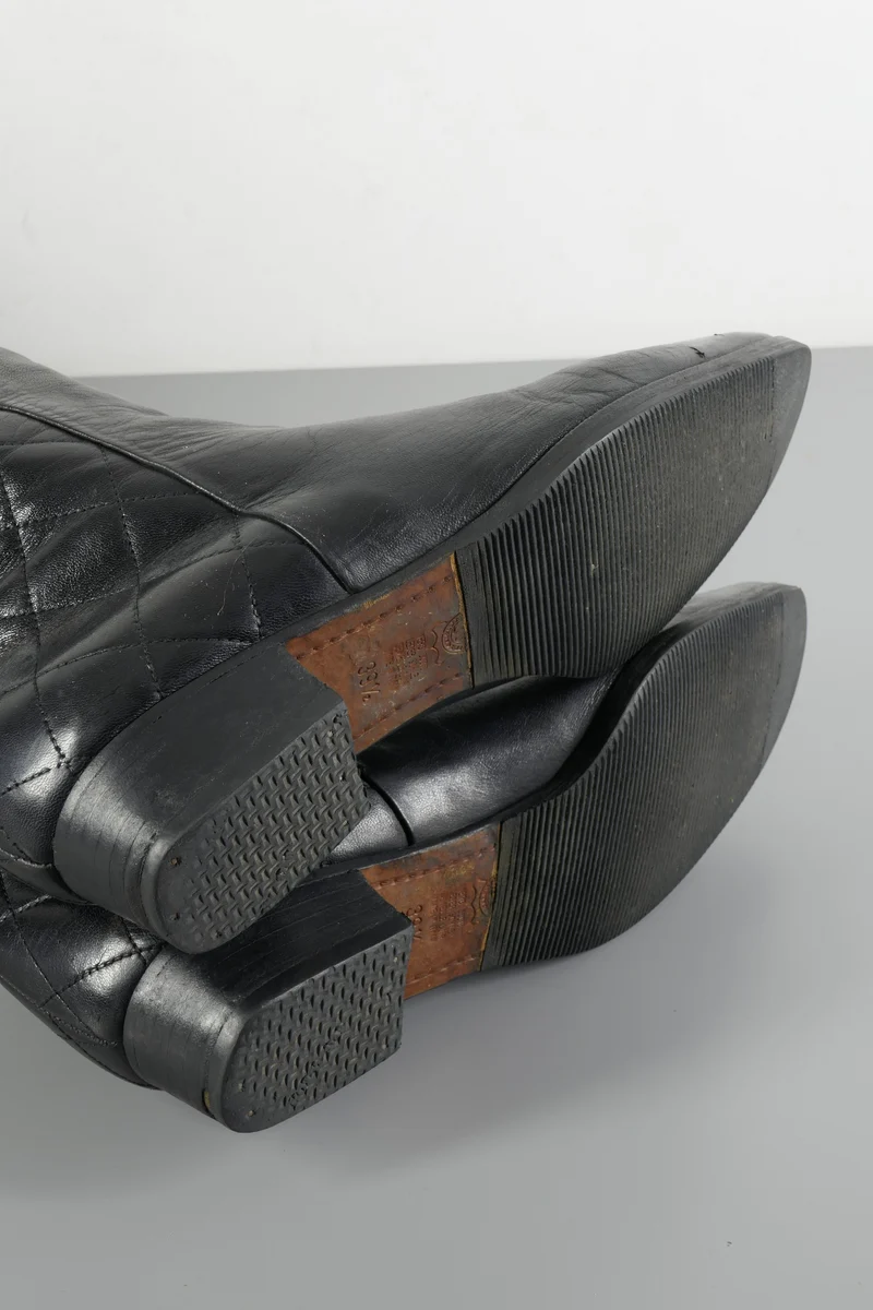 Vintage-Stiefel Leder schwarz