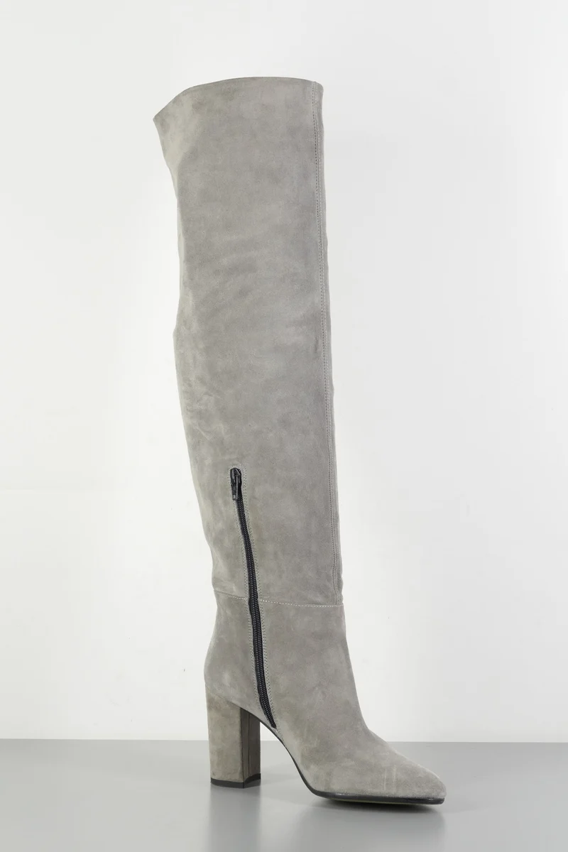Hohe Stiefel Wildleder grau