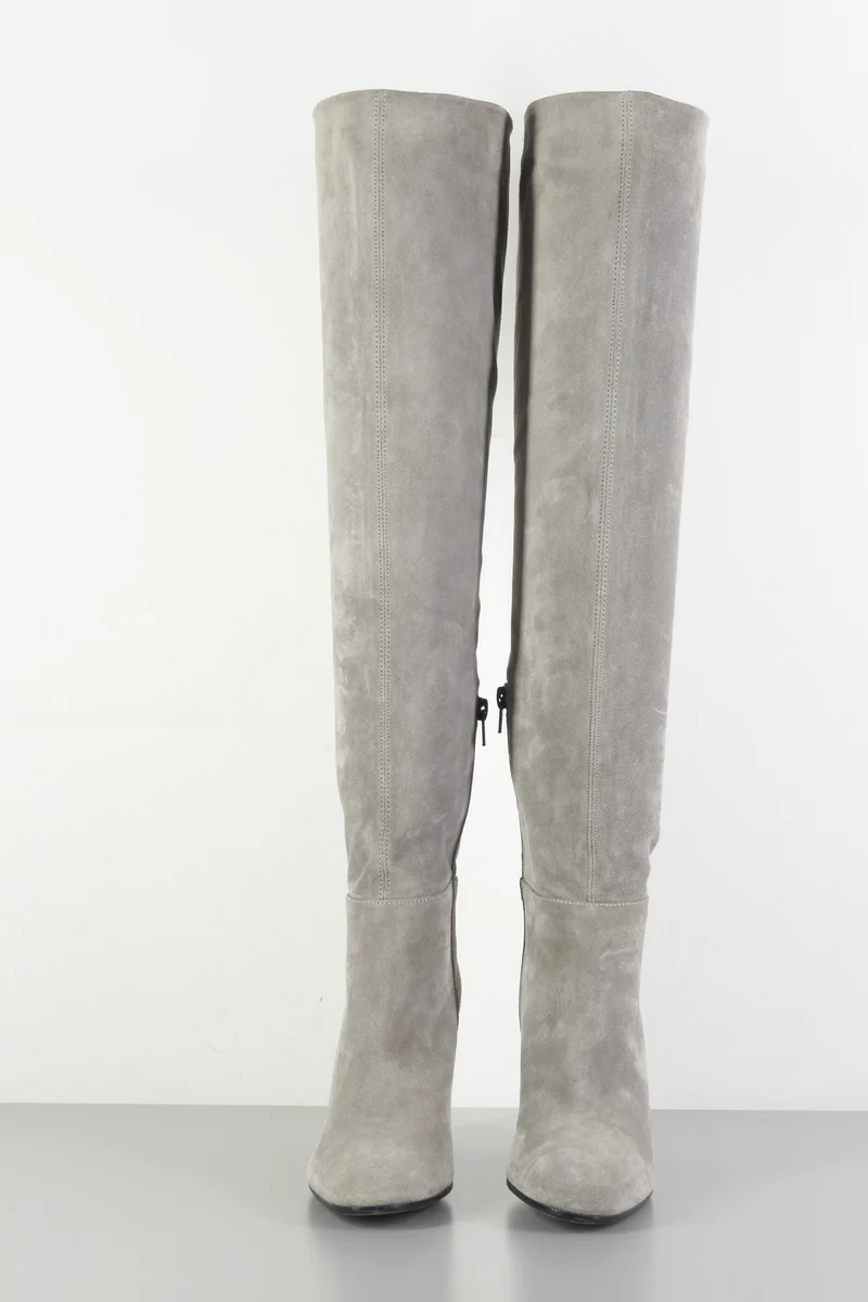 Hohe Stiefel Wildleder grau
