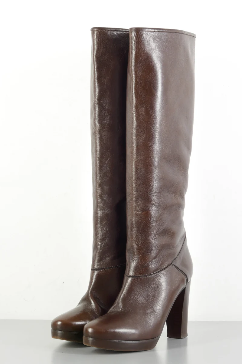 Stiefel Leder kastanie