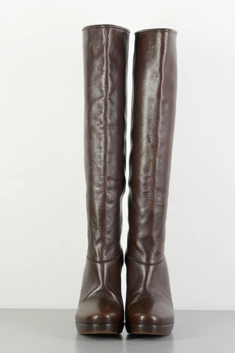 Stiefel Leder kastanie