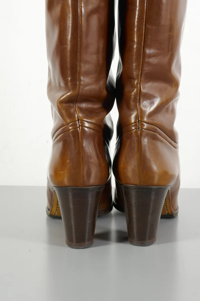 Vintage-Stiefel Leder cognac