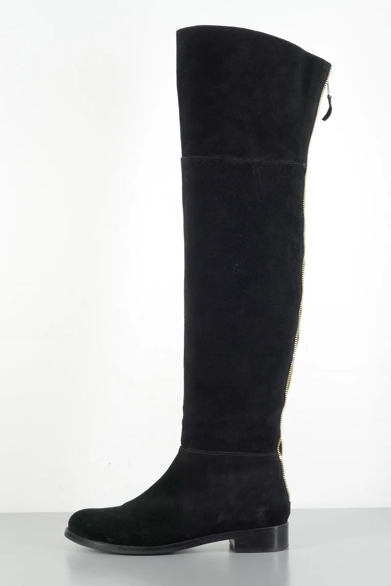 Overknees Wildleder schwarz
