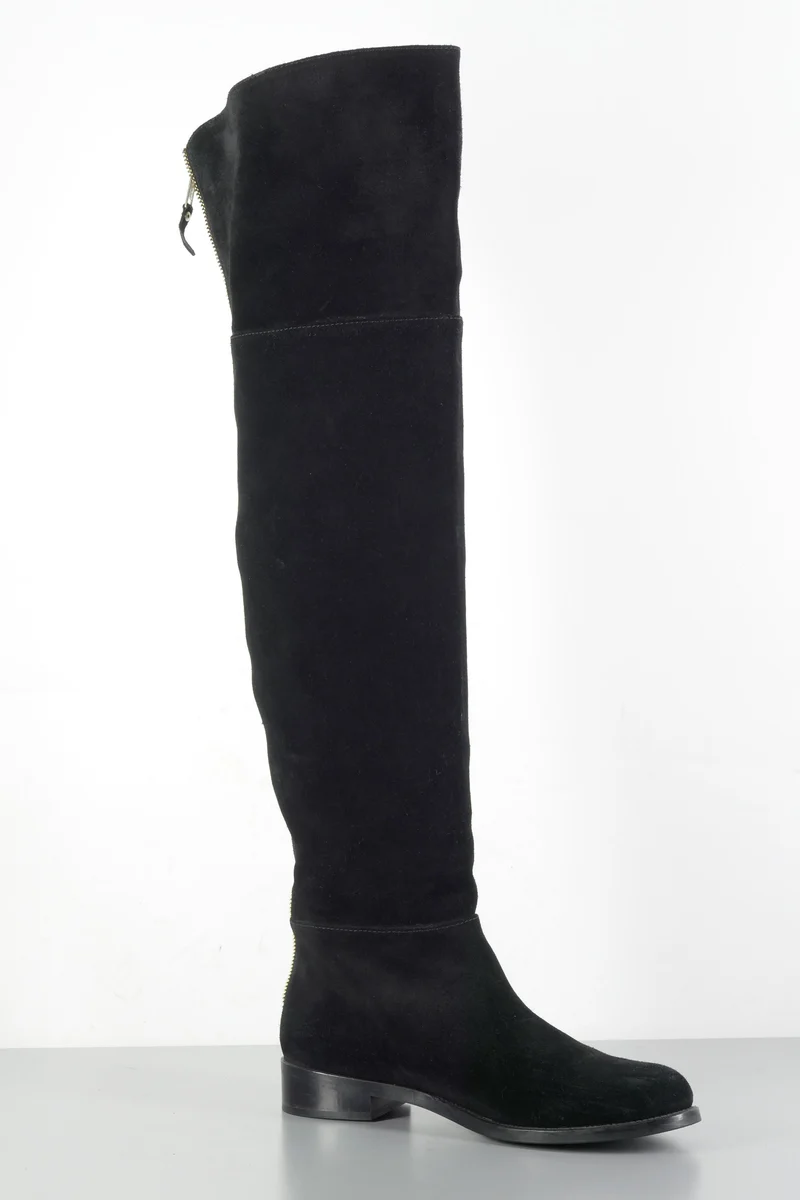 Overknees Wildleder schwarz