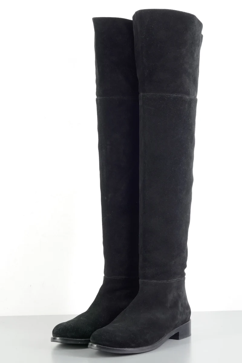 Overknees Wildleder schwarz