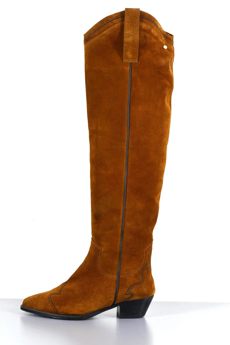 Hohe Stiefel Wildleder cognac