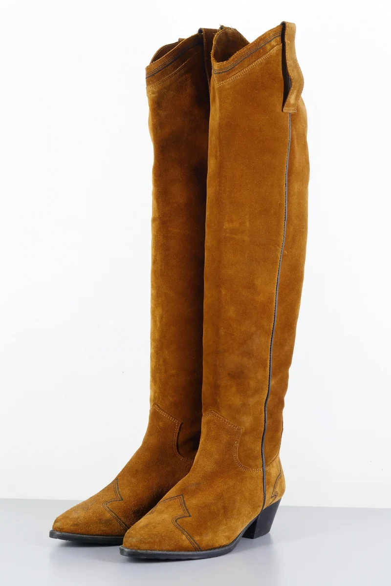 Hohe Stiefel Wildleder cognac