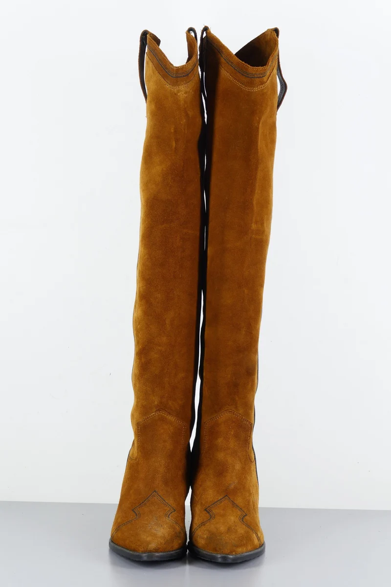 Hohe Stiefel Wildleder cognac