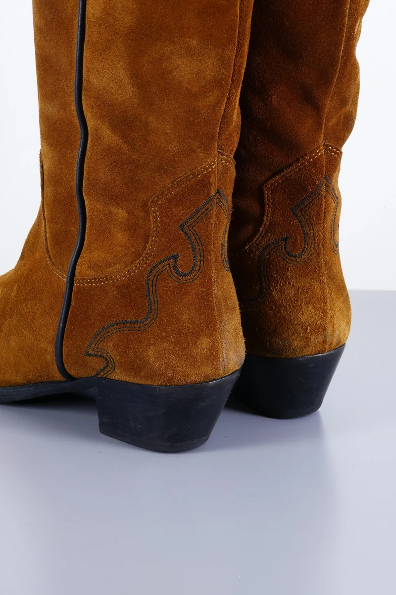 Hohe Stiefel Wildleder cognac