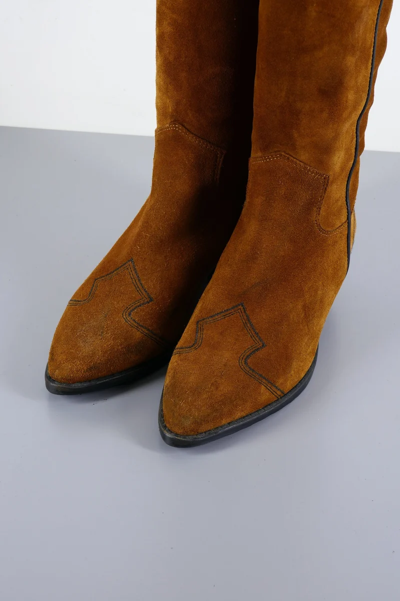 Hohe Stiefel Wildleder cognac