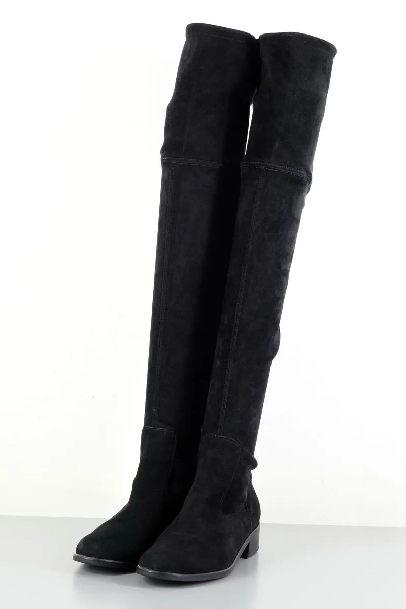 Overknees Wildleder schwarz