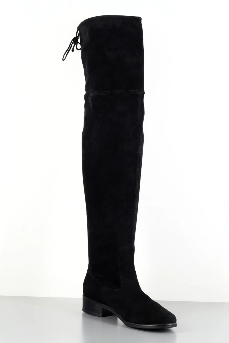 Overknees Wildleder schwarz