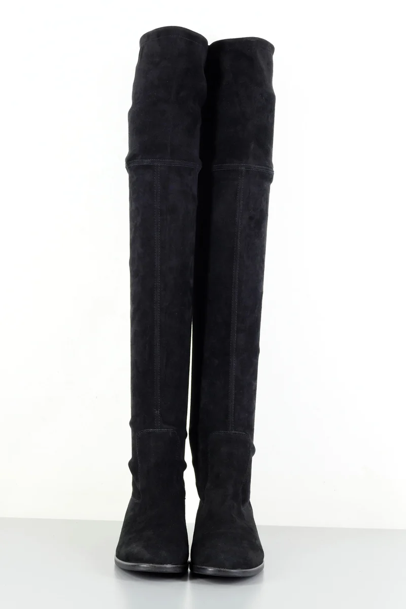Overknees Wildleder schwarz