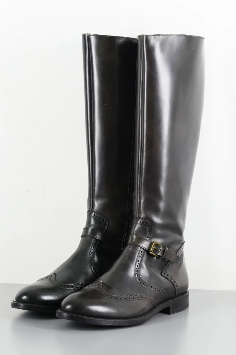 Stiefel Leder dunkelgrün
