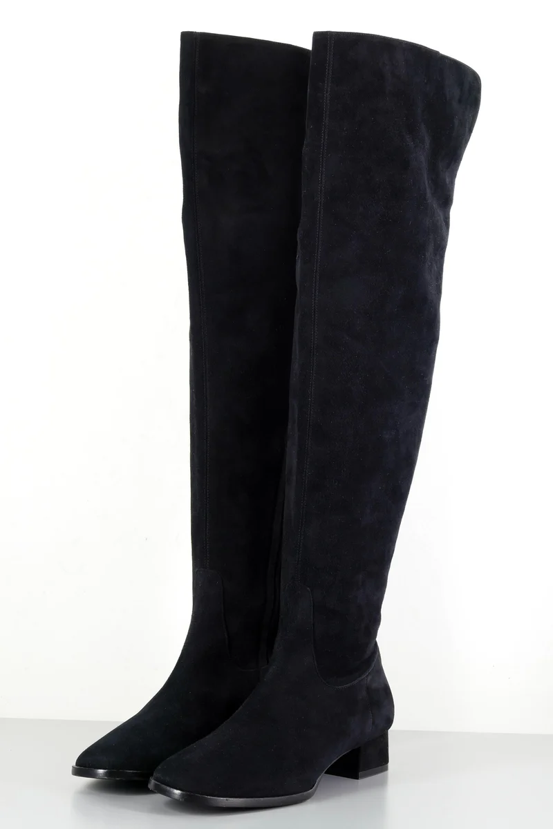 Overknees Wildleder schwarz