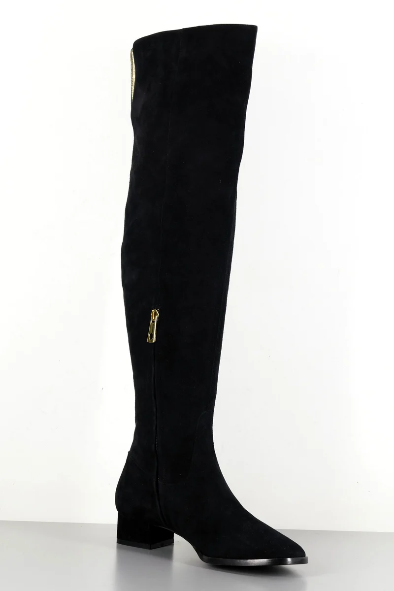 Overknees Wildleder schwarz