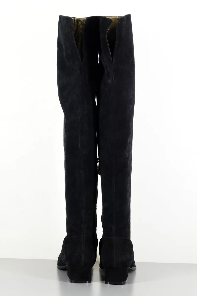 Overknees Wildleder schwarz