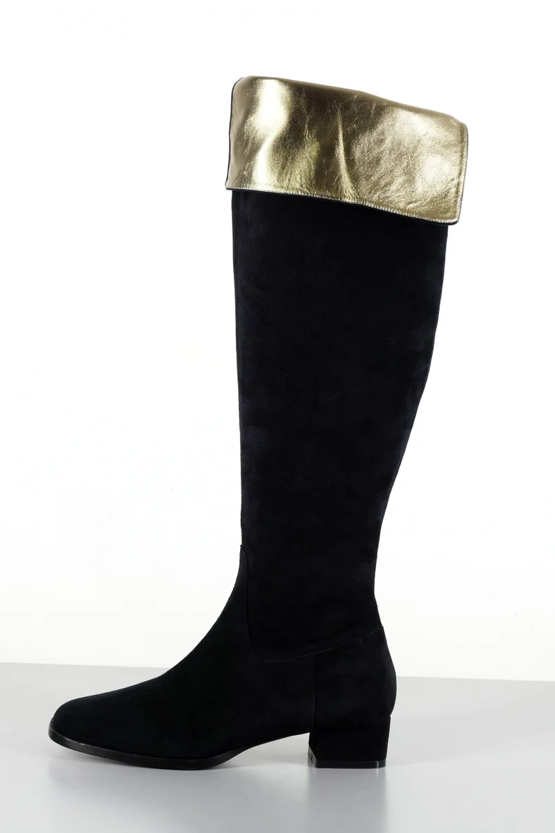 Overknees Wildleder schwarz