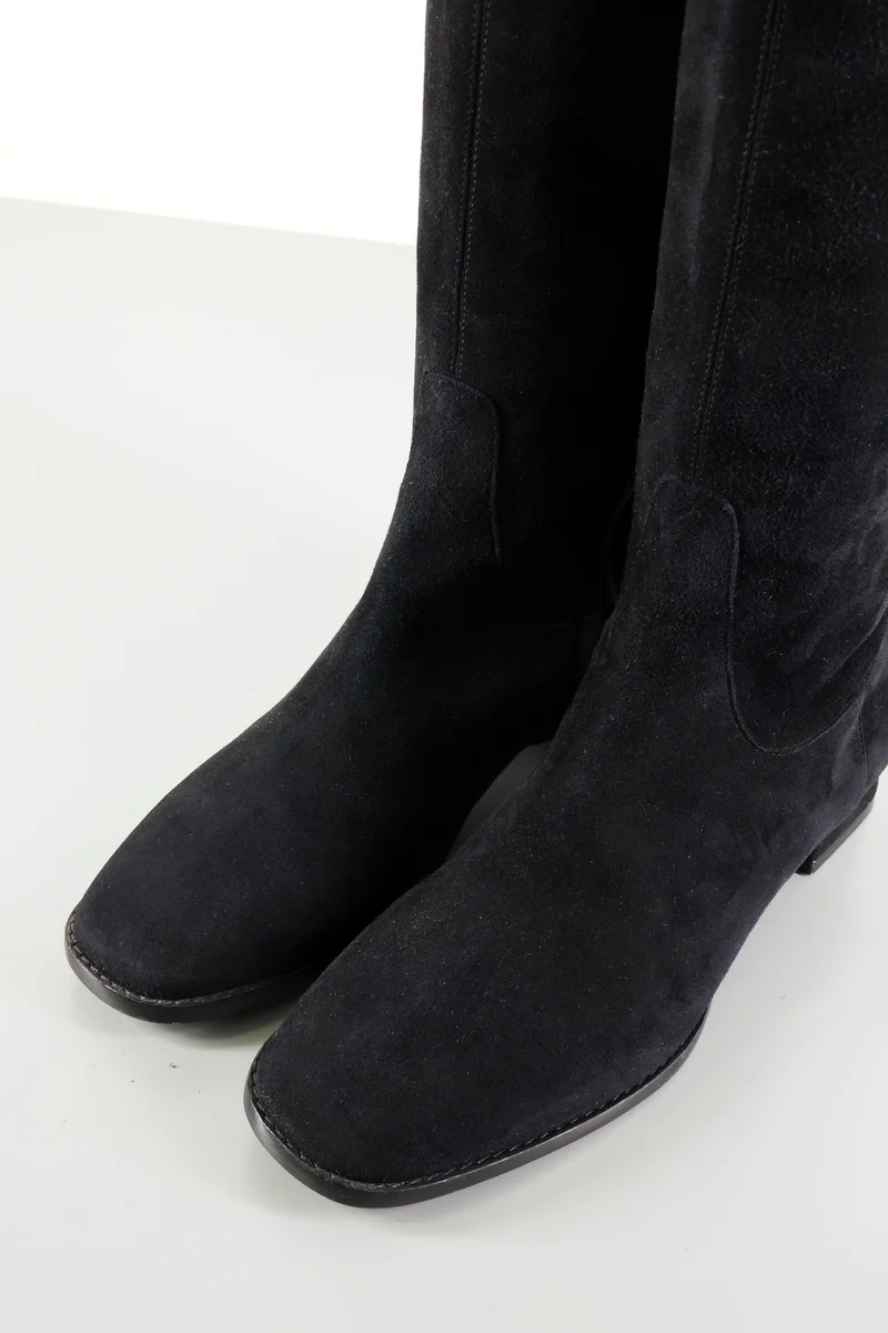 Overknees Wildleder schwarz