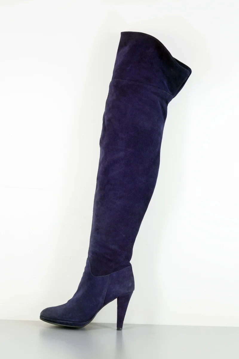 Overknees Wildleder dunkelblau