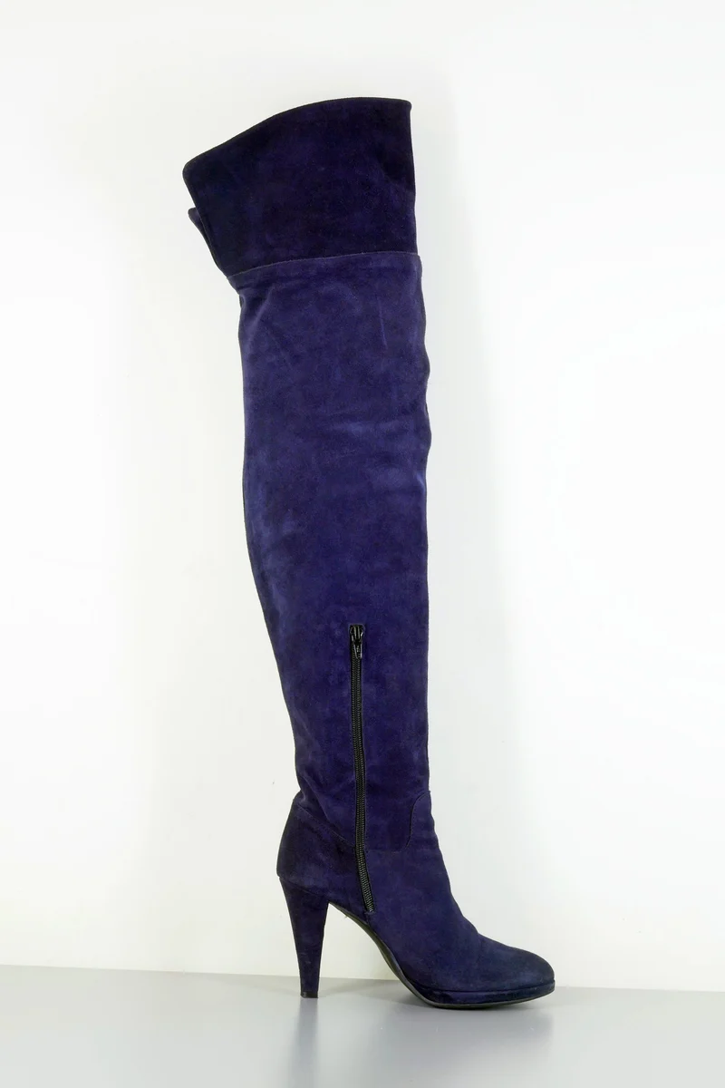 Overknees Wildleder dunkelblau