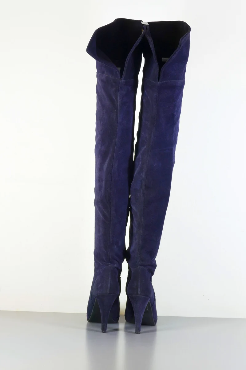 Overknees Wildleder dunkelblau