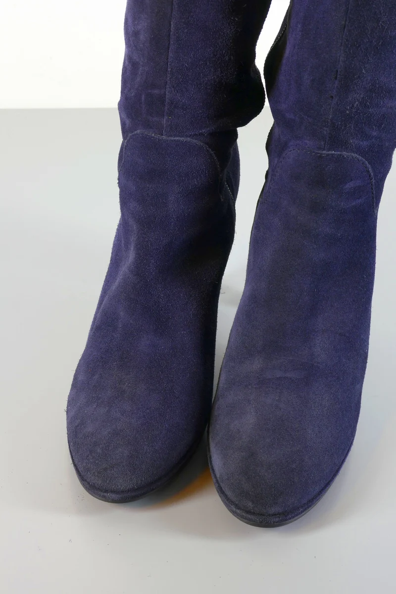 Overknees Wildleder dunkelblau