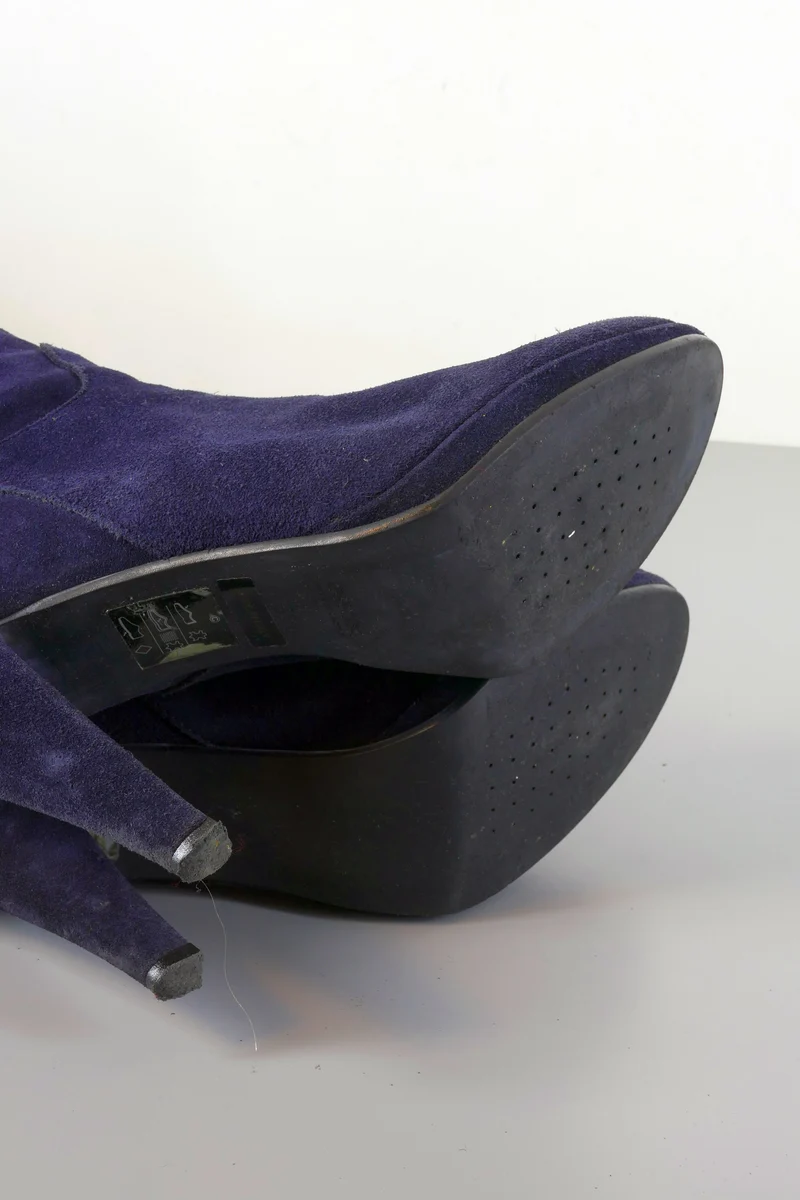 Overknees Wildleder dunkelblau