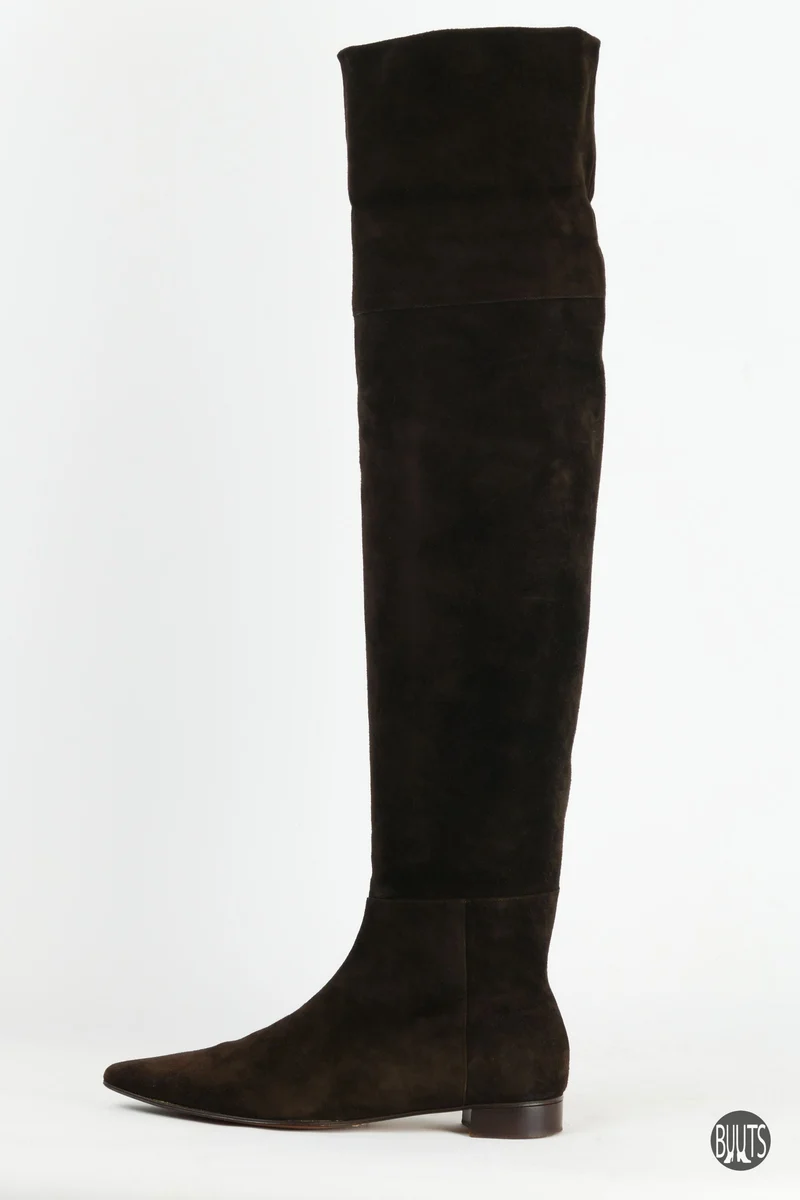 Overknees Wildleder dunkelbraun