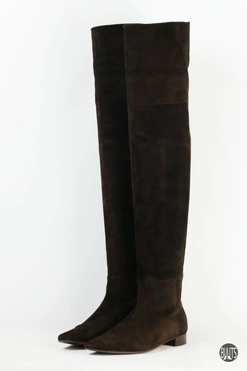 Overknees Wildleder dunkelbraun