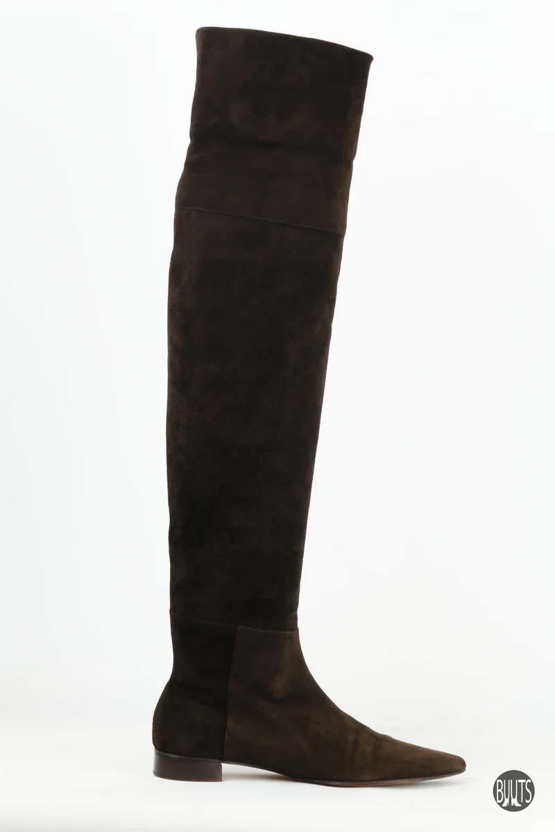 Overknees Wildleder dunkelbraun